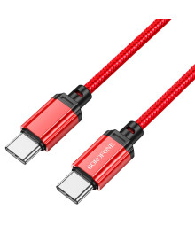 Кабель Type-С - Type-C Borofone BX87 Sharp 1 метр, 60W, 3A, нейлон, красный