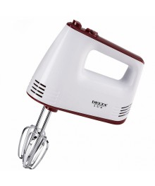 Миксер DELTA LUX DE-7700 белый с бордовым : 400 Вт,4 насадки,5 скоростн.режимов,"Турбо" (6)