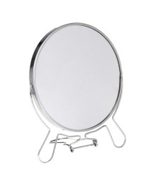 Зеркало настольное двустороннее с увеличением, сталь, стекло, диаметр 14,5см