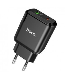 Блок пит USB сетевой HOCO N5, PD20W+QC3.0, 1хUSB-А, 1хType-C, 3А, черный (12/120)