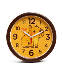 Часы будильник B4-059 d=15см, корпус коричневый "Капибара" (20)