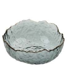 Салатник 17x16,5x7,5см, стекло, серый с золотой каймой