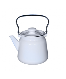 Чайник Стальэмаль 3,5л сфер. белый, с  пластм.  кнопкой С42716.3 (4/уп)Посуда эмалированная оптом Сталь Эмаль. Эмалированные кастрюли оптом.