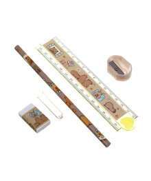 Набор канцелярский 4 пр., линейка раскладная, ластик, точилка, карандаш ч/гр "Капибара", ПВХ пенал