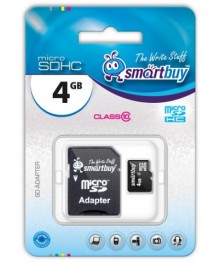 Пам.MicroSDHC, 4Gb Smart Buy (Class 10)  + переходник SDужаем в Красноярск, Иркутск, Якутск, Кызыл, Улан-Уде, Хабаровск, Владивосток, Комсомольск-на-Амуре.