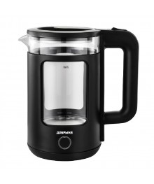 Чайник Добрыня DO-1259B (1.5л) 1800Вт стекло/пластик черныйирске. Отгрузка в Саха-якутия, Якутск, Кызыл, Улан-Уде, Иркутск, Владивосток, Комсомольск-на-Амуре.
