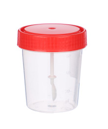 Контейнер для биоматериалов, с ложкой, стерильный, пластик, 60мл.