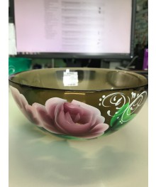 Салатник 330/1071 D200 Н90 дым. росписьДекоративное стекло оптом с доставкой по РФ. Большой каталог декорративных стекл оптом