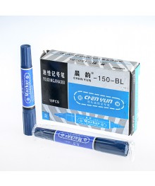 Маркер CHEN YUN перманентный двусторон. синий (47804) уп.10