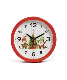 Часы будильник B4-050 d=15см, корпус красный "Веселые гномы"
