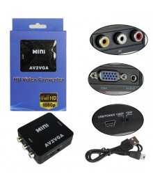 Адаптер Converter (HW-2113) AV(3RCA) to VGA 1080P black