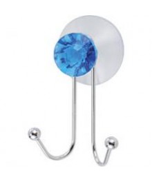 Крючок двойной Рыжий Кот W2790  " Бриллиант, синий" (крепление: присоска) Товары для ванной оптом с доставкой по Дальнему Востоку. Большой каталог товаров для ванной оптом.