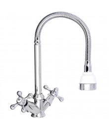 Смеситель СоюзКран для кухни SK01-F204 гибкий излив, кер. кран-буксы 1/2, хром, цинк