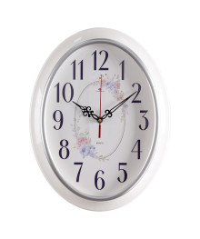 Часы настенные СН 3829 - 108 овал 29,5х38,5см, корпус белый с серебром "Букет" (10)
