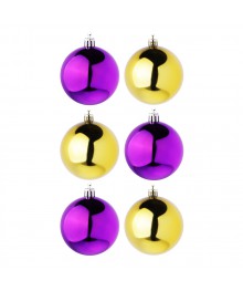 Шары СНОУ БУМ 6шт 8см пластик, в тубе, фиолетовый/золото