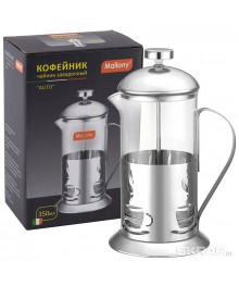 Заварник Френч-пресс Mallony ALITO, 350 мл, нерж сталь, стеклокерамики в Новосибирске оптом большой ассортимент. Посуда фарфоровая в Новосибирскедля кухни оптом.