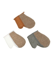 Мочалка варежка банная, рами, хлопок, поролон, 22х18см, 3 цвета, МЭ24-02