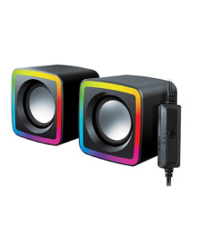 Колонки Активные Qumo GLOW AS014, 10 ВТ, объемное звучание, RGB подсветка, USB+Jack 3,5мм