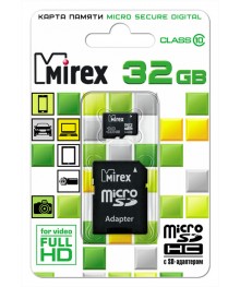 Пам.MicroSDHC,32Gb Mirex (Class 10) + переходник SDужаем в Красноярск, Иркутск, Якутск, Кызыл, Улан-Уде, Хабаровск, Владивосток, Комсомольск-на-Амуре.