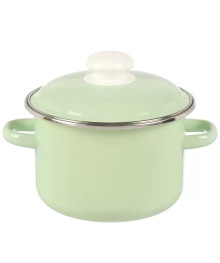 Кастрюля цилиндрическая Стальэмаль 2л с ободком, салатовая/белая, б/д 9MD161P