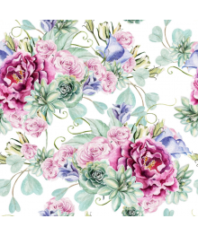 Клеенка GRACE ST1005-1 бордово-зеленые пионы, с тиснением, ткань с пвх покрытием 1,37(+-3)х20м