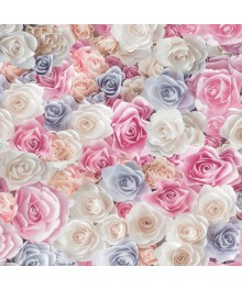 Клеенка GRACE ST1020 ткань с пвх покрытием,розы в сирен, роз и белых тонах, с тиснен, 1,37(+-3)х20м