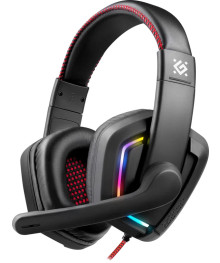 гарнитура Defender Quake LED,черн игровая проводн 2м кабель