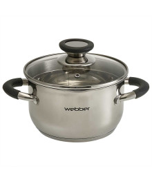 WEВBER Кастрюля BE-371/2 1,9 л из нерж стали со стеклянной крышкой (d=16) (8)
