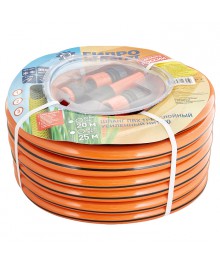 Шланг поливочный Гидроагрегат Д=3/4" (20м) арм., 3-х слойный оранж с полосой (+набор коннекторов)Садовый инвентарь оптом. Лейки оптом с доставкой по РФ. Садовые лейки оптом.