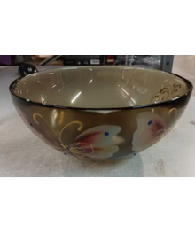 Салатник 330/1081 D200 Н90 дым. росписьДекоративное стекло оптом с доставкой по РФ. Большой каталог декорративных стекл оптом