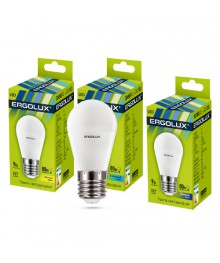 Эл. лампа светодиодная Ergolux LED-G45-9W-E27-3K (Шар 9Вт E27 3000K 172-265В, аналог 80 Вт)нецк, Ленинск-Кузнецк, Барнаул, Горно-Алтайск, Бийск и др. Большой каталог светодиодных ламп оптом.