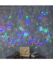 Эл.гирл. "Бахрома" 2.4 х 0.9 м с насадками "Звёзды", IP20, прозр нить, 138 LED, мульти, 8 реж, 220ке. Доставка Барнаул, Кемерово, Томск, Новокузнецк, Горно-Алтайск, Междуреченск, Ленинск-Кузнецкий.