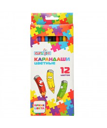 Карандаши 12 цветов шестигранные заточ., пластик, в карт.кор. с подвесом ClipStudio 228-012