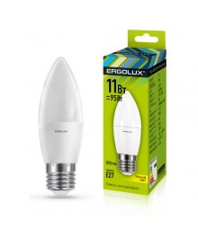 Эл. лампа светодиодная Ergolux LED-C35-11W-E27-3K (Свеча 11Вт E27 3000K 172-265В, аналог  Вт)нецк, Ленинск-Кузнецк, Барнаул, Горно-Алтайск, Бийск и др. Большой каталог светодиодных ламп оптом.