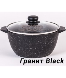 Мечта Кастрюля литая 2л АП Гранит Black со стекл крышкой арт 42802 (7) доставкой - Новосибирск, Новокузнецк, Горно-Алтайск. Низкие цены, большой ассортимент посуды оптом