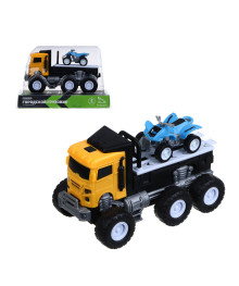 Грузовик с машинкой "Городской", инерция, АБС, PP, 15х10х8,8 см, 3 дизайна