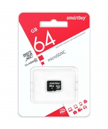 Пам.microSDXC, 64Gb Smartbuy Class 10 LE (без адаптера)ужаем в Красноярск, Иркутск, Якутск, Кызыл, Улан-Уде, Хабаровск, Владивосток, Комсомольск-на-Амуре.
