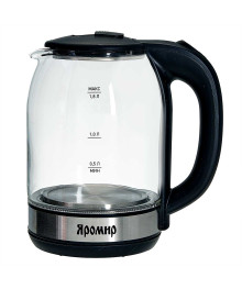 Чайник ЯРОМИР ЯР-1061 корпус из жаропр. стекла, черный: 1500Вт, 1,8л (12)