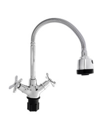 Смеситель СоюзКран для кухни SK01-F240 гибкий излив, керам. кран-буксы 1/2, хром, цинк