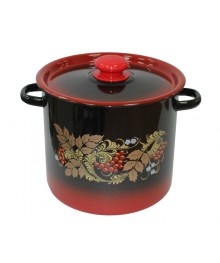 Кастрюля цилиндрическая Стальэмаль 5.5л декор красно-черная с пл. кнопкой С1617.38 (4/уп)Посуда эмалированная оптом Сталь Эмаль. Эмалированные кастрюли оптом.