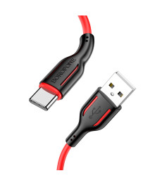 Кабель USB - TYPE C  BOROFONE BX63 Charming 1 метр, 3A, ТПЭ, черно-красный