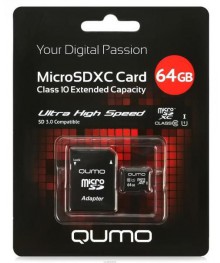 Пам.MicroSDXC, 64Gb QUMO Pro seria 3,0 (Class 10 UHS-I ,3.0 сверхскор) 90/45 МБ/с UHS-I U3, адаптеружаем в Красноярск, Иркутск, Якутск, Кызыл, Улан-Уде, Хабаровск, Владивосток, Комсомольск-на-Амуре.