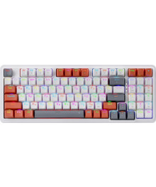 Клавиатура DEFENDER Gloria механич RU,RGB,бел-сер-орнж,94к,Gasket Redragon