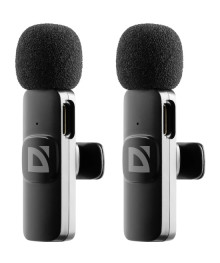 микрофон Defender Talky-138 wrls, петличный черный, на прищепке в уп2шт