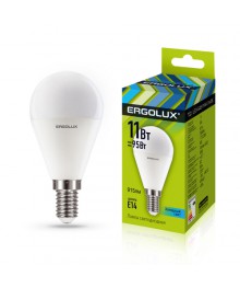 Эл. лампа светодиодная Ergolux LED-G45-11W-E14-4K (Шар 11Вт E14 4500K 172-265В, аналог Вт)нецк, Ленинск-Кузнецк, Барнаул, Горно-Алтайск, Бийск и др. Большой каталог светодиодных ламп оптом.