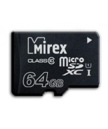 Пам.MicroSDXC, 64Gb Mirex (Class 10 UHS-I) без переходникаужаем в Красноярск, Иркутск, Якутск, Кызыл, Улан-Уде, Хабаровск, Владивосток, Комсомольск-на-Амуре.