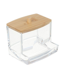 Органайзер для ватных палочек с бамбуковой крышкой 9х7,9х7см, PS, бамбук, ВЗ24-28