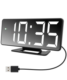 часы настольные VST-888/6 (белые) зеркальные+дата+температура (питание от USB)