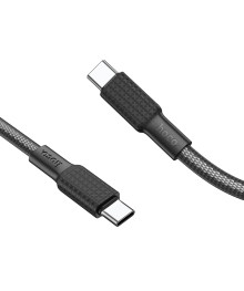 Кабель Type-С - Type-C Hoco X69 Jaeger 1 метр, 60W, 3A, нейлон, черно-белый