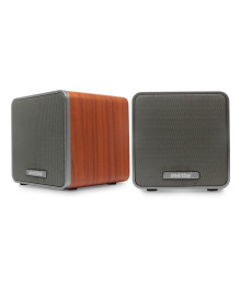 Колонки SmartBuy CUBES Акустическая система 2.0 супер звук, дерево, 6Вт, коричневая (SBA-4700)
